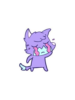 Üzgün tilki çizgi film karakterinin yıldız patlaması etkisi animasyonu