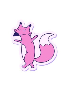 Çizgi film tilkisinin çıkartmasının efekt canlandırmasını göster