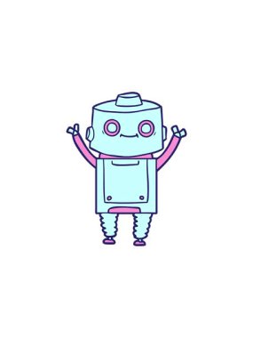 Bir çizgi film androidinin radyoaktif parlayan animasyonu