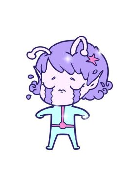 Ağlayan yabancı bir kızın çizgi filminin ışıltı etkisi.