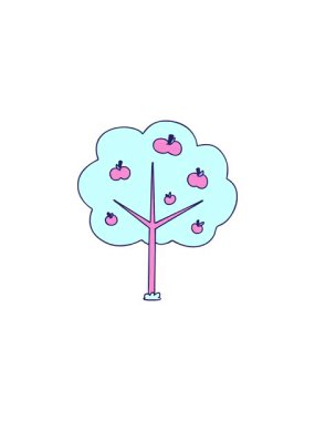 Elle çizilmiş ilginç çizgi film elma ağacının gösterişli satış animasyonu