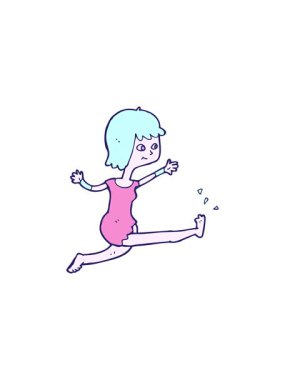 Çizgi filmdeki mutlu kadının tekmelenmesinin yıldız patlaması etkisi.