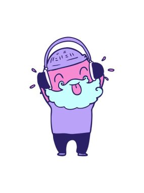 Dilini uzatan sakallı bir adamın hareketli animasyonu