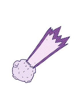 freehand çizilmiş karikatür göktaşının basınçlı canlandırması