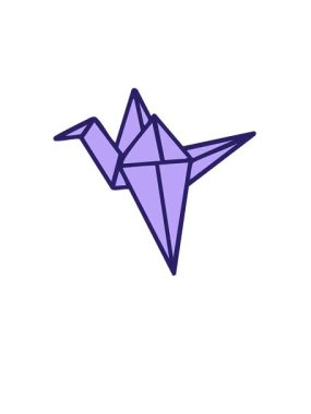 Japon kanatlı kağıttan yapılmış bir vincin yükselişi ve yüzüşü