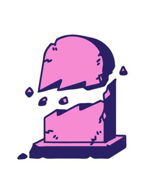 Kırık bir mezar taşının dövme stili görüntüsünün canlandırma efekti