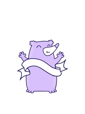 Dövme stili mutlu ayı dövmeli parşömen afişinin neon ışık efekti animasyonu