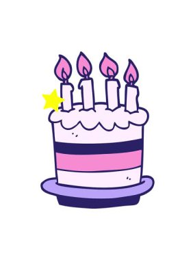 Parlayan yıldızlar doğum günü pastası çizgi filminin animasyonunu etkiler.