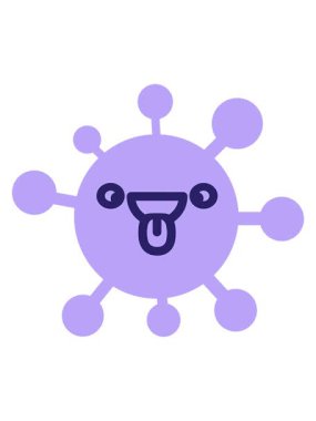 Sevimli, mutlu, şaşı virüsün animasyonunu durdurup duraklat