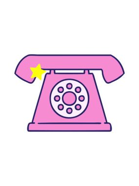 Parlayan yıldızlar eski tarz telefon çiziminin animasyonunu etkiler