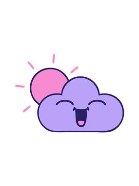 attention grabbing animation of cute cartoon of a storm cloud and sun