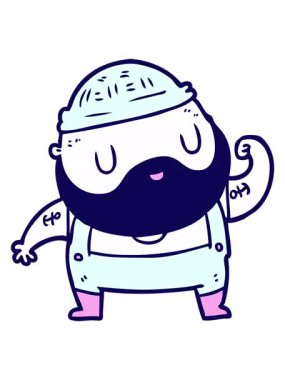 Çizgi film sert balıkçısının neon ışık efekti animasyonu