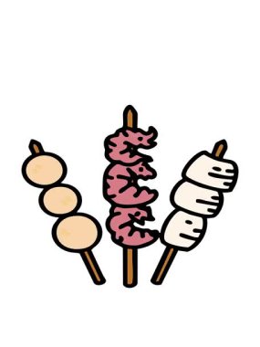 şişler üzerinde karışık Brezilya churrasco 'sunun hareketli animasyonu