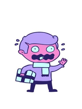 Çizgi film adamının hareketli animasyonu tamamen stresli.