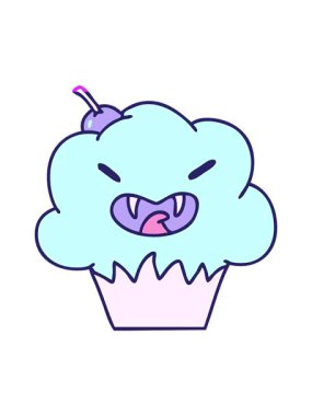 Korkunç cadılar bayramı vampir kekinin çizgi filmini canlandırın.