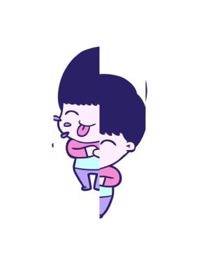 Dilini dışarı çıkaran çizgi film karakterinin hareketli animasyonu.