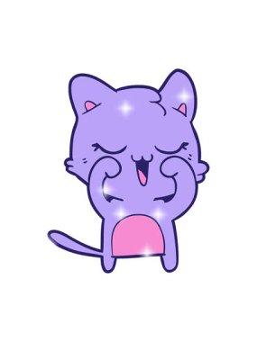 Bir kedinin eğlenceli çiziminin karikatür efekti