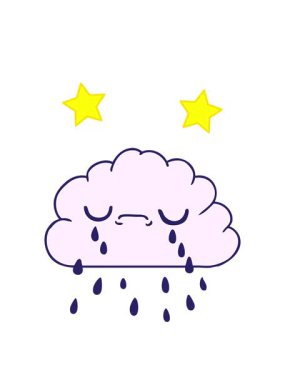 dönen yıldızların canlandırması tatlı ağlayan bulutların çizimi