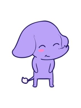 Tatlı fil karalamalarının hareketli animasyonları.