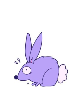 Yanıp sönen çizgi film karakteri korkmuş tavşan animasyonu