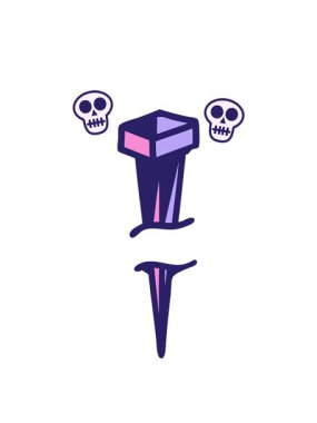 dönen kafatası animasyonu. Demir çivinin ikonik dövme tarzı görüntüsü.