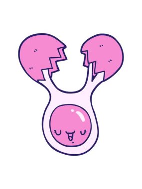 Kırık yumurtanın çizgi film animasyonunun pixelize etkisi