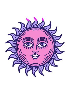 Yüzü olan güneş dövmesinin animasyonunu güçlendir