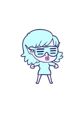 Yıldız patlaması etkisi çizgi filmdeki güzel elf kızın animasyonu.