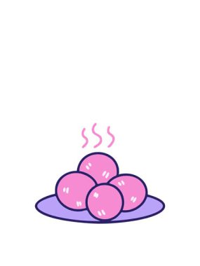 Sıcak Brezilya kızarmış Bolinho 'nun çizgi filmdeki zıplama hareketi.