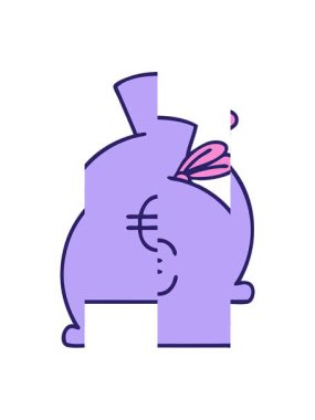 Bir çanta dolusu para karikatürünün bölünmüş hareketi.