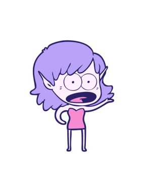 Çizgi film kızı çiziminin hareketli animasyonu