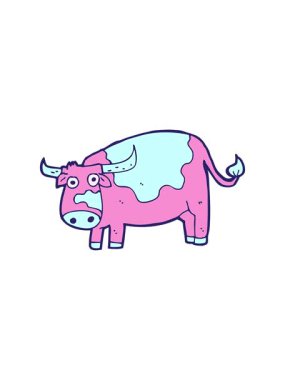 karikatür inek çiziminin basınçlı animasyonu