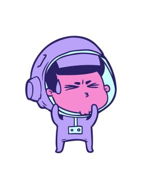 Stresli bir astronotun çizgi filminin ışık efekti