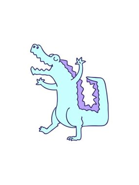 Garip çizgi film timsahının hareketli animasyonu