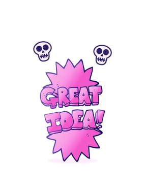 freehand çizilmiş karikatür kafatası animasyonu harika bir fikir sembolü