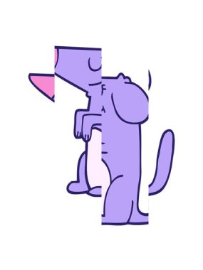 Karikatür karikatürünün bölünmüş hareket animasyonu uslu köpek