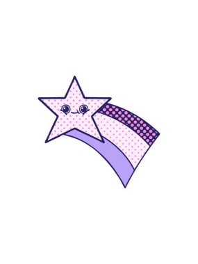 Kayan bir gökkuşağı yıldızının çizgi film tasarımının yıldız patlaması etkisi