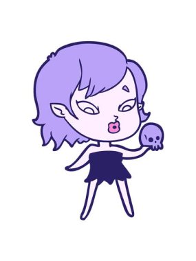 Vampir bir kızın tatlı çizgi filminin hareketli animasyonu.