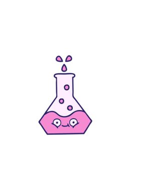 Bir bilim şişesinin karikatürünün yatay titreşimli animasyonu