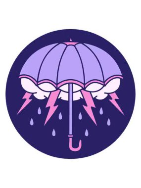 Bir şemsiyenin çizgi film dövme stili görüntüsünün canlandırma efekti