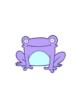 Komik bir kurbağanın çiziminin radyoaktif parlak animasyonu