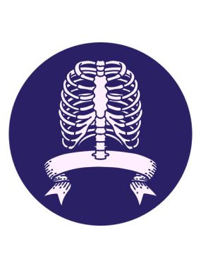 Dövme stili simgesini göğüs kafesi pankartıyla salla ve durdur