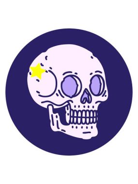 Parlayan yıldızlar, bir kafatasının ikonik dövme şeklindeki görüntüsünün animasyonunu etkiler.