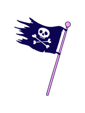 Bir korsan bayrağının karikatürü çizilmiş el animasyonunun neon ışık efekti