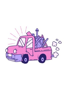 Hurda taşıyan geleneksel dövme kamyonunun animasyonunu güçlendir