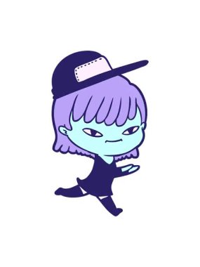 neon palet karikatür kadının pixelize etkisi animasyonu