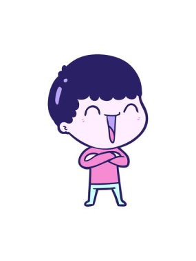 Çizgi film karakteri mutlu bir adamın basınçlı animasyonu.