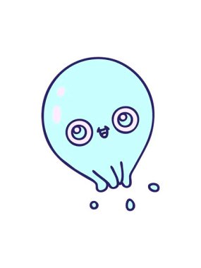 Tatlı bir denizanasının yüzme çizgi filminin dönen hareketli animasyonu