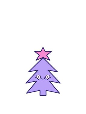 Yılbaşı ağacı çizgi film elementinin zıplama hareketi