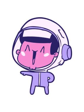 Mutlu çizgi film astronotlarının animasyon efektlerini göster